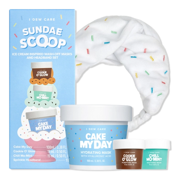 Sundae Scoop Ice Cream-Inspired Wash-Off Masks & Headband Set