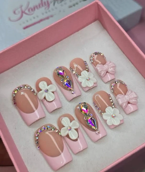 Pink French Tip Press On Nails