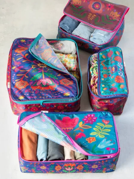 Natural Life Travel Packing Cubes Set of 4 Multi Folk Flower