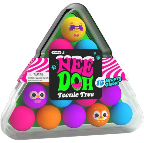 NeeDoh 2023 Squishmas Teenie Tree Stress Ball 15-Pack [15 Groovy Globs!]