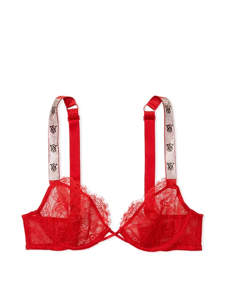Shine Strap Unlined Low-Cut Lace Demi Bra