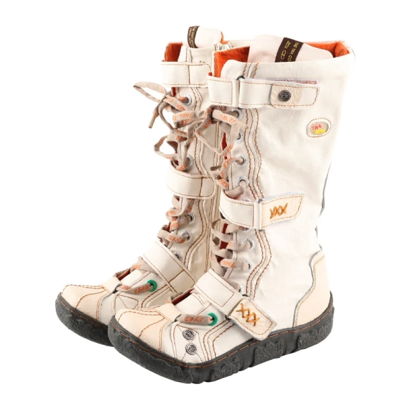 TMA EYES Women's City Flat Calf Boots - Hand-Sewn PU Lined, Hairless Inner