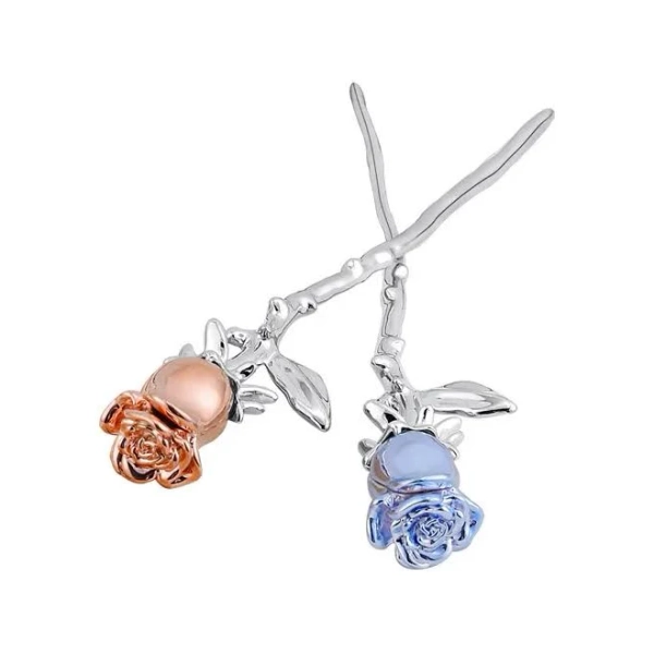 AliExpress Vintage Chinese Style Rose Flower Hairpins Hair Stick Women Metal Hair Fork Hair Chopsticks Woman