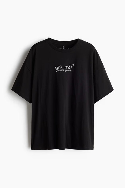 Oversized Print Tee - Black/Ariana Grande - Ladies | H&M AU