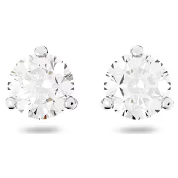 Stilla stud earrings, Round cut, White, Rhodium plated