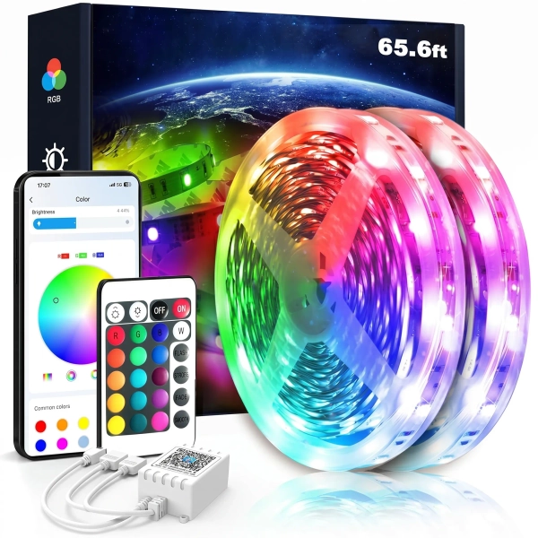 LED Strip Lights with App Control &amp; Remote – 5050 RGB Music Sync Color Changing LED Lights for Bedroom, Room &amp; Party