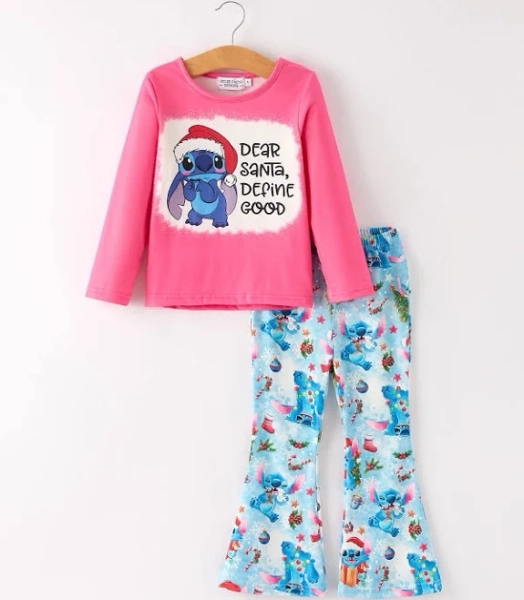 Rylee Faith Designs Girls Christmas Character Print Set
