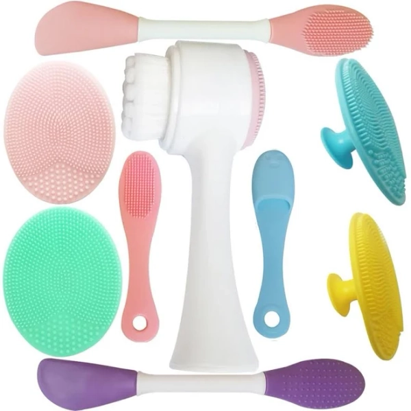 9-in-1 Face Scrubber Face Cleaning Brushes Super Soft Silicone