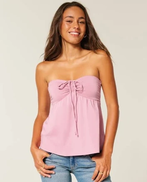 Hollister Women's Strapless Cinched Babydoll Top