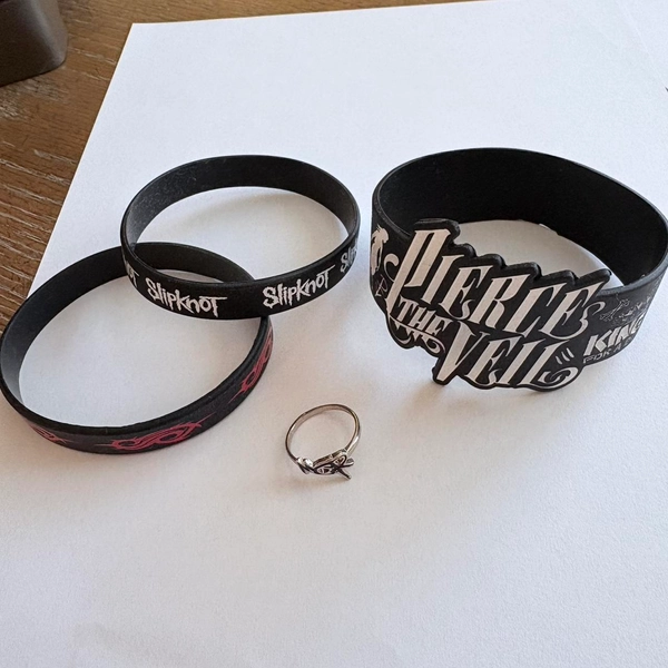 Emo bracelet and ring bundle slipknot pierce the...