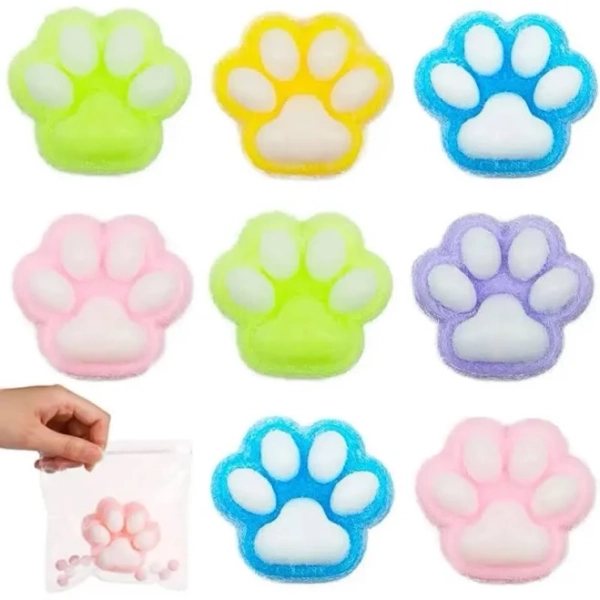 5 Pack Squishy Cat Paw Squeeze Toys, Cute Kawaii Squishies Sensory Mochi Toys, Stress Relieving Fur Ball OPP Packaging Gifts, Party Favors Soft
