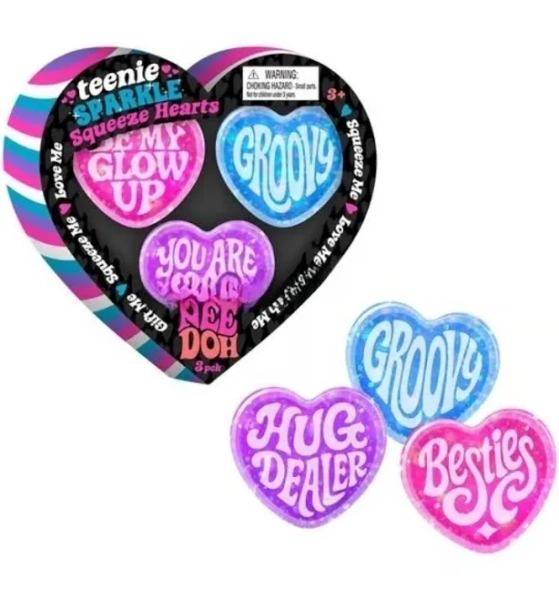 NeeDoh Valentine's Day Heart Stress Toys 3 Pack Soft Slow Rising Squeeze Sensory Toys Love Shape