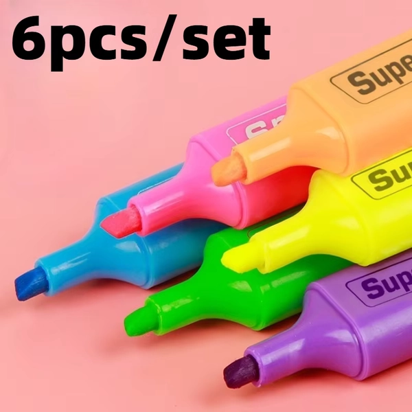 6pcs/Set Blique Highlighters Marker Colorful Underline Marker High Capacity Highlighter Office School Supplies - AliExpress 21