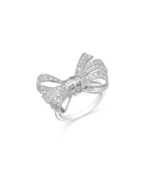Diamond Pavé Bow Statement Ring in 14K White Gold, 1.00 tcw  