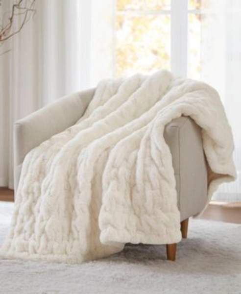 Ruched Reversible Faux-Fur Throw, 50" x 60"