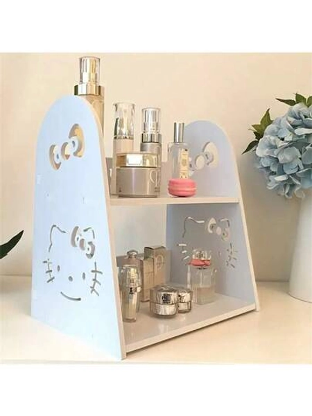 Sanrio Hello Kitty Multi-Functional Desktop Organizer, Kawaii Cartoon Student Bookshelf, Home Dormitory Book & Cosmetic Storage Rack, Bathroom Countertop Shelf