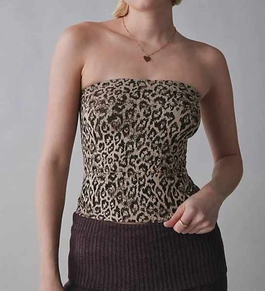 Out From Under Women's Leopard Print Seamless Knit Tube Top