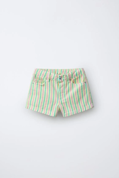 STRIPED MOM FIT TWILL SHORTS