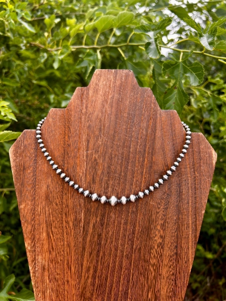 Graduated Sterling Silver Navajo Style Pearl Choker Necklace
