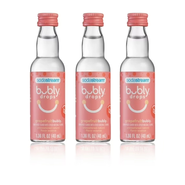 SodaStream bubly drops Grapefruit Sparkling Water Drink Mix, 1.36 oz, 3 Pack Bottles