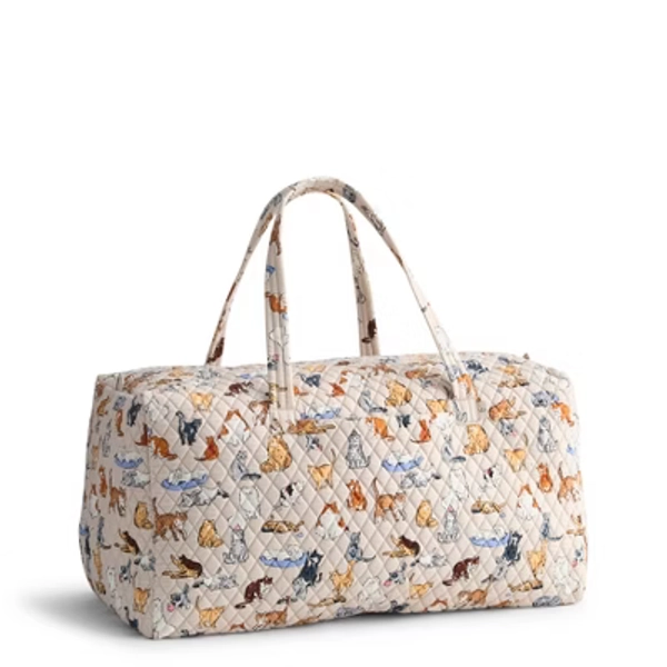 Vera Bradley Women's Outlet Cotton XL Travel Duffel Bag A Cat's Life