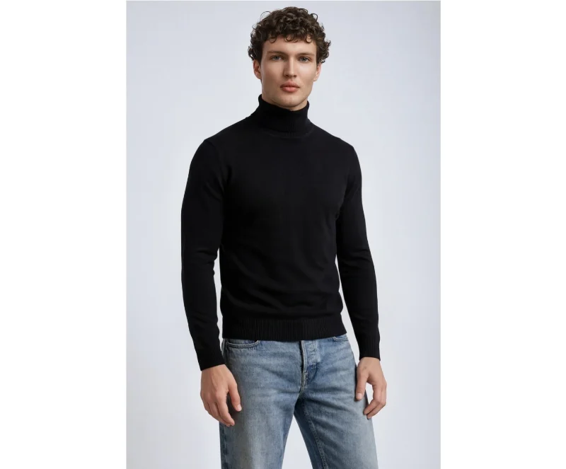 Long-Sleeve Turtleneck Sweater (Jet Black)