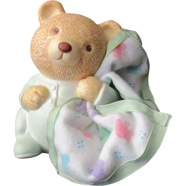 Vintage Porcelain Bisque Teddy Bear Bank – 1980’s Avon