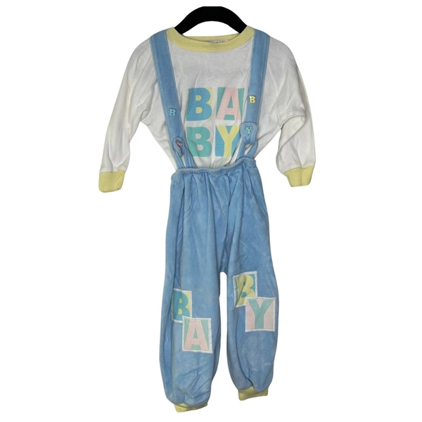 Vintage 80s Pattycakes USA Made Overalls Sweatshirt Set 18-24 Months USA Made