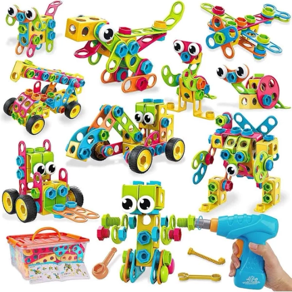 199PCS Building Blocks STEM Toys for 3 4 5 6 7 8+ Year Old Boy Girl Birthday Gifts Educational Building Toys for Kids Ages 3-5 4-8 5-7 6-8 Stem Kits
