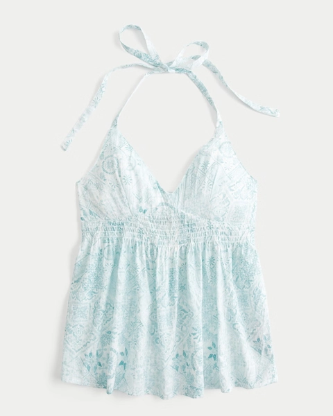 Woven Halter Babydoll Top
