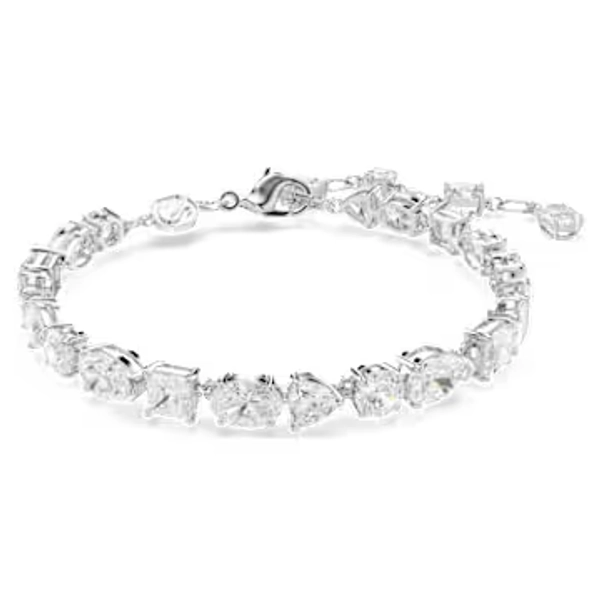 Mesmera bracelet, Mixed cuts, White, Rhodium plated
