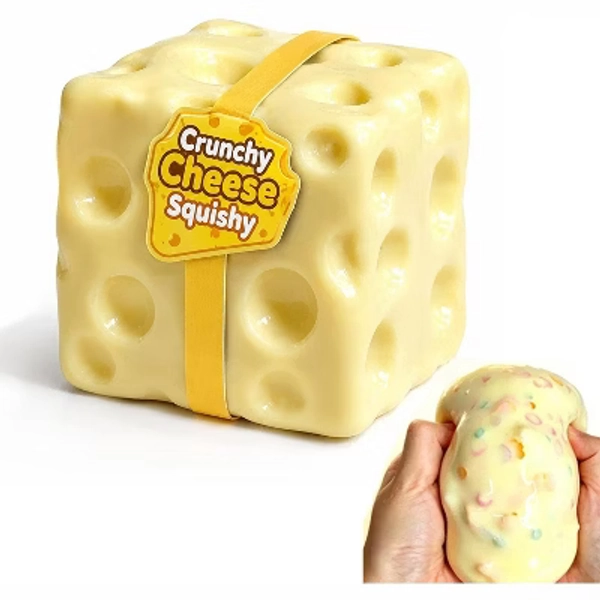 Link Crunchy Cheese Squishy Toys, Squeeze Fidget Toys for Stress and Anxiety Relief