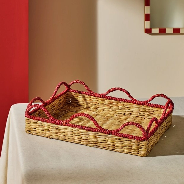 Buy Habitat Woven Red Wiggle Edge Tray | Trays | Habitat