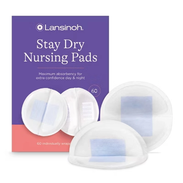 Lansinoh Stay Dry Disposable Nursing Pads for Breastfeeding, Leakproof - 60ct: BPA-Free, Contoured Fit, BPS-Free