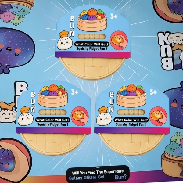 3pcs Squishy Mystery Rainbow Bun - Squeezeable Pretend Play Food Suitable for, Squeezy Sensory with Multicolor Squishy Bun for Role-Play, Parties & Lunchbox Pretend, 2.17inch