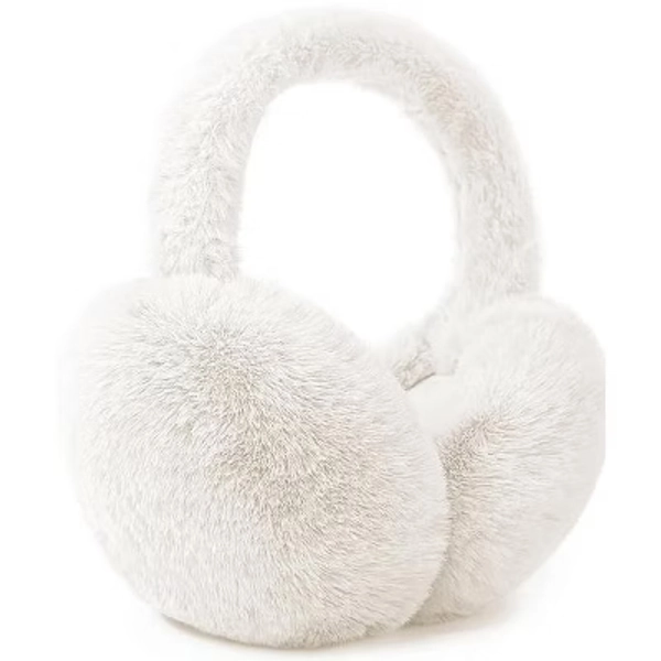 FAAYFIAN Winter Ear Muffs for Women and Men Soft Fluffy Warm Earmuffs Cute Ear Covers - White