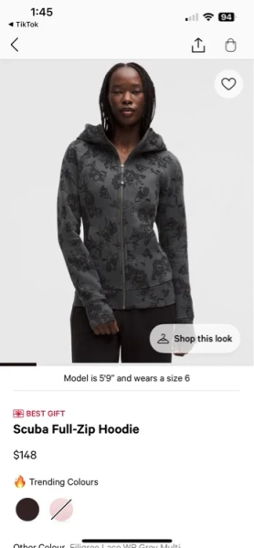 Scuba Full-Zip Hoodie - filigree lace wp grey multi 