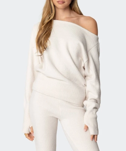 Edikted Women's Oversized Asymmetric Plush Sweater