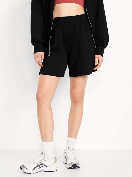 High-Waisted Bounce Fleece Shorts -- 8-inch inseam