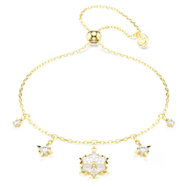 Magic bracelet, Mixed cuts, Snowflake, White, 18K gold finish