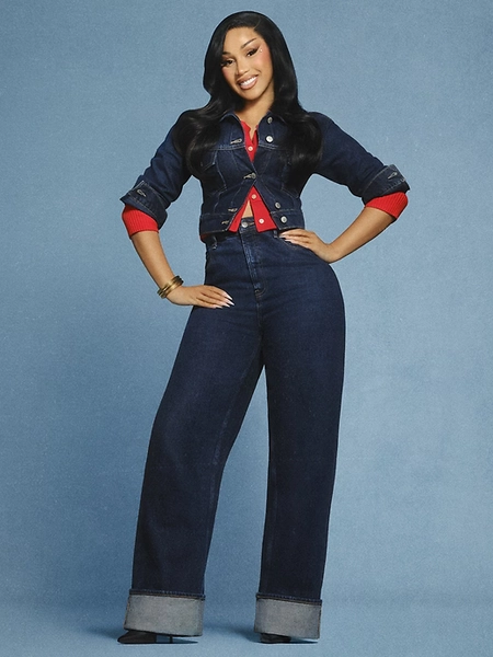 Curvy Extra High-Waisted Cuffed Wide-Leg Jeans
