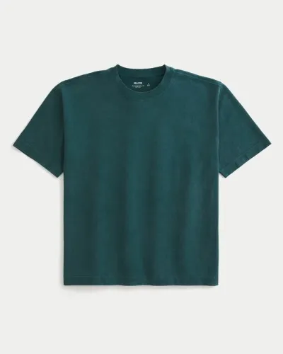 Boxy Heavyweight Washed Cotton Crew T-Shirt