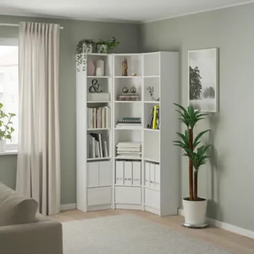 BILLY Bookcase combination/crn solution - white 37 3/8/37 3/8x11x79 1/2 "
