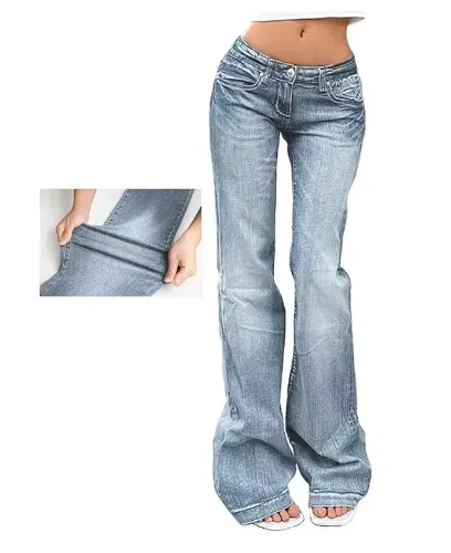 American Retro Hot Girl Low-waisted Slightly Flared Jeans, Women's Four Seasons New Fashionable Slim Comfortable Stretch Jeans - AliExpress 200000345
