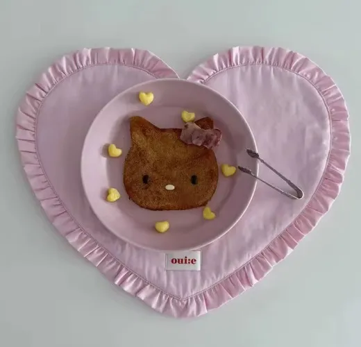 42x32cm Loving Heart Shape Napkin Pleat Edge Design Kitchen Desktop Mat Food Background Cloth Napkin Multi Color - AliExpress 15