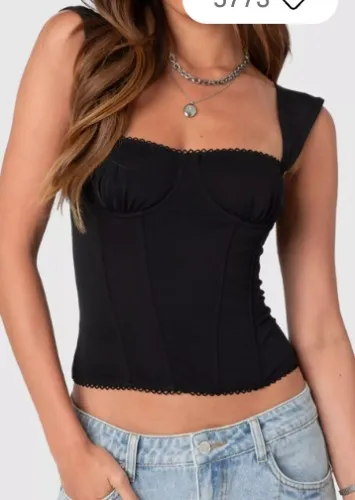 Edikted Womens Marcella Wide Strap Mesh Corset - Aqua