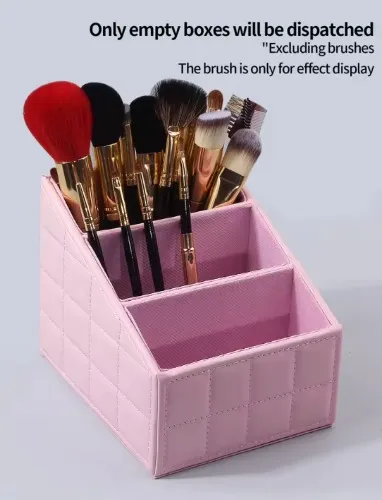 Large capacity PU makeup brush storage box High-end dresser Office stationery storage box stepped three-layer storage tools - AliExpress 66