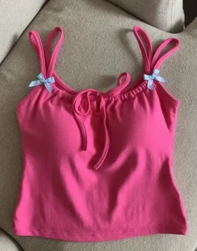 Elegant Summer Women Camisole Bow With Chest Pad Tank Tops Sleeveless Spaghetti Strap Corset Top Slim Camis