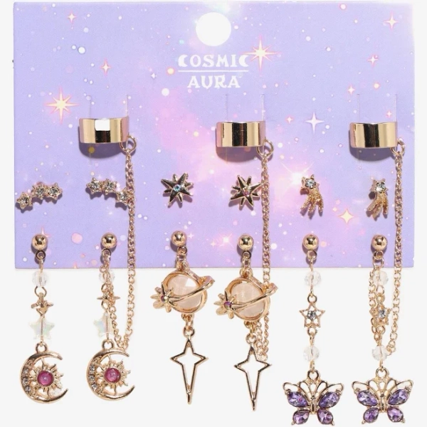 Cosmic Aura Butterfly Celestial Earring Set