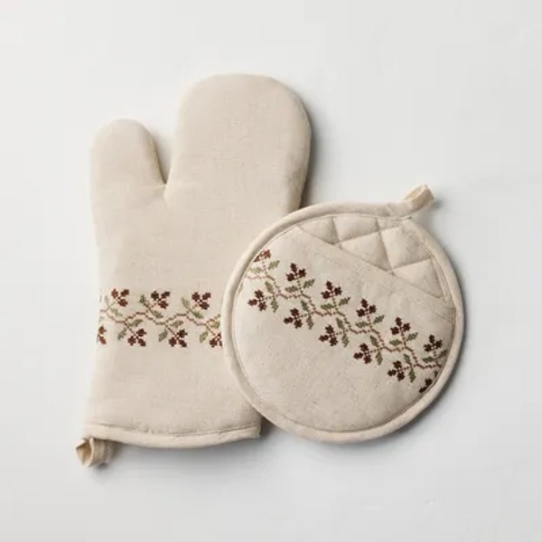 Oven Mitt Set Sour Cream with Stitched Icon - Hearth & Hand™ with Magnolia